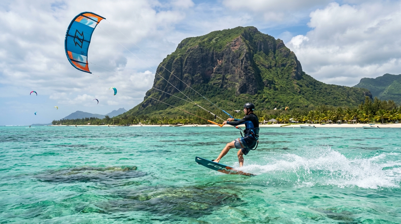 Harness the Winds: Kiteboarding Through the Turquoise Waters of Mauritius