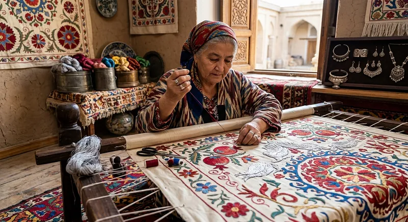 Silk and Silver: Unveiling the Craft of Uzbekistan's Ancient Suzani Embroidery