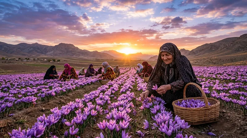 Saffron Fields and Sunset Skies: A Journey to the Crocus Harvest in Iran's Khorasan